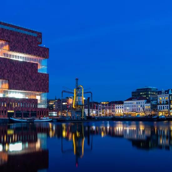 The city of Antwerp at night