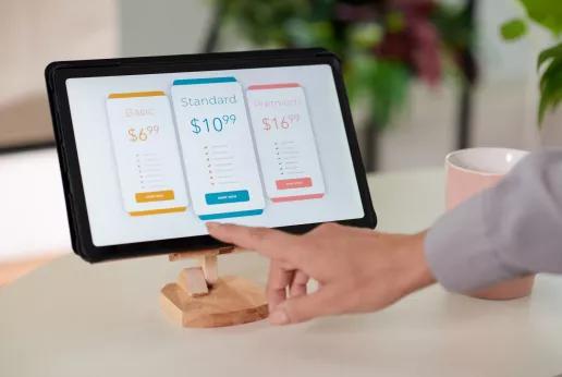 Pricing overview on website