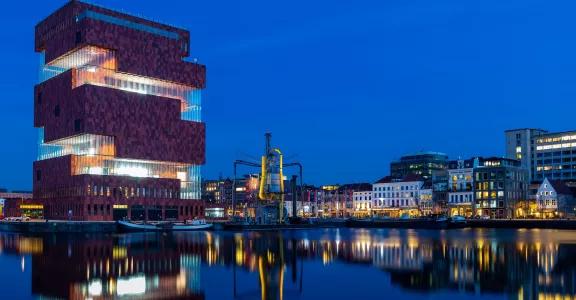 The city of Antwerp at night