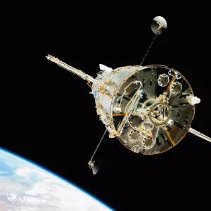A satellite floating in space