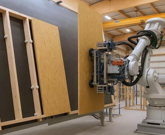 Werkplaats voor de prefabricage van renovatiepanelen